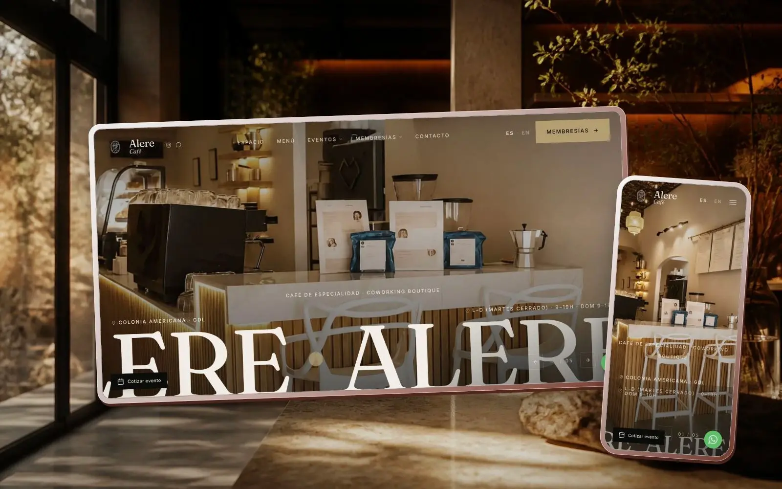 Alere Café interface in device mockups