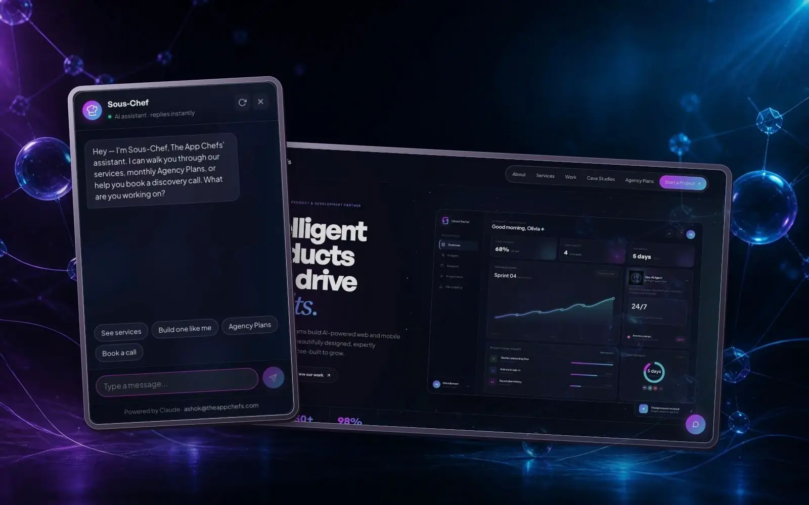 Sous-Chef interface in device mockups