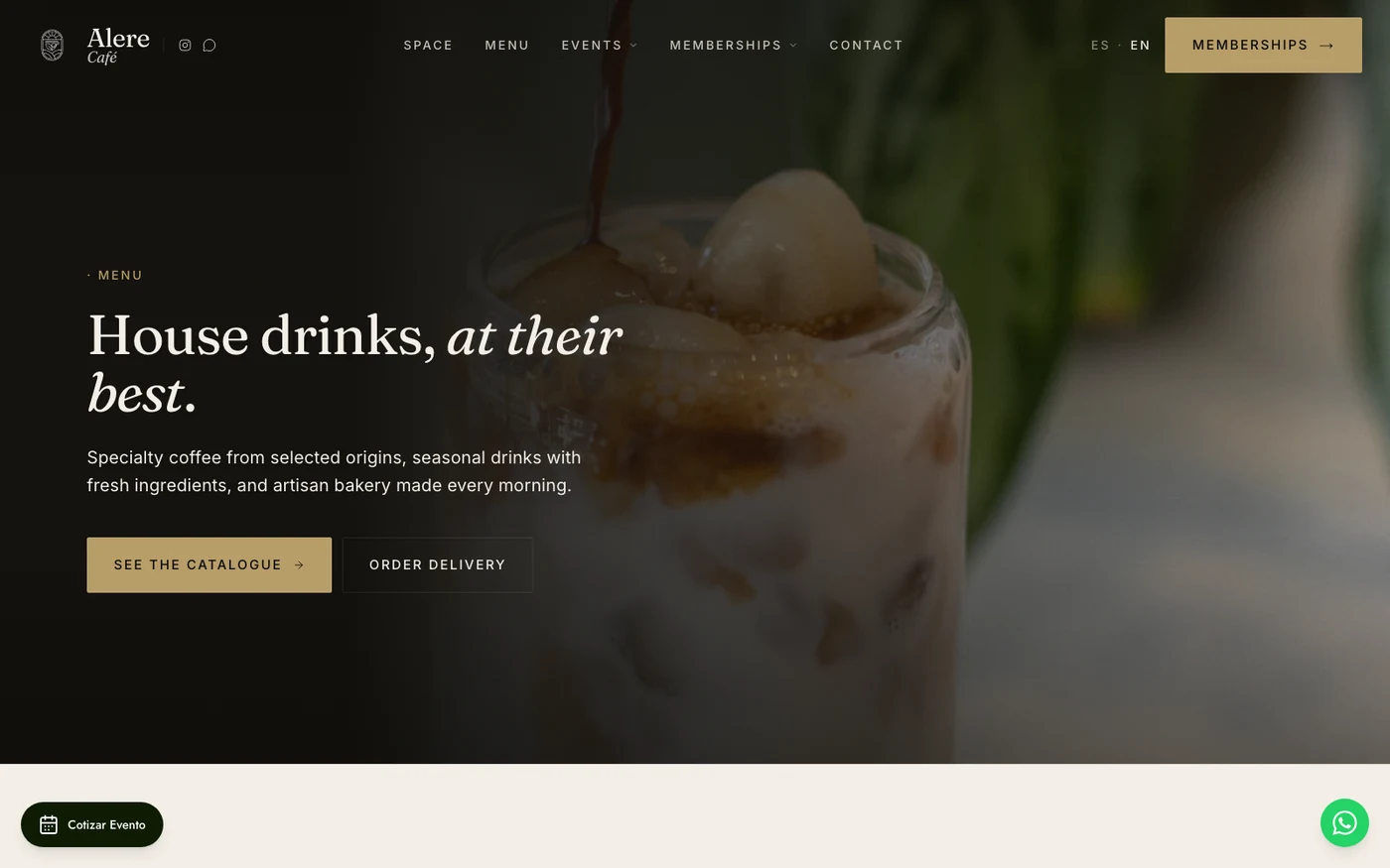 Alere Café: Menu: house drinks, at their best