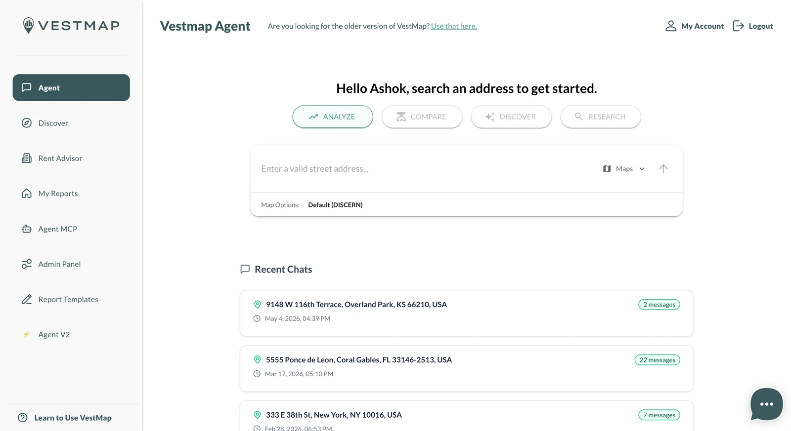 VestMap: VestMap Agent: search, analyze, or compare