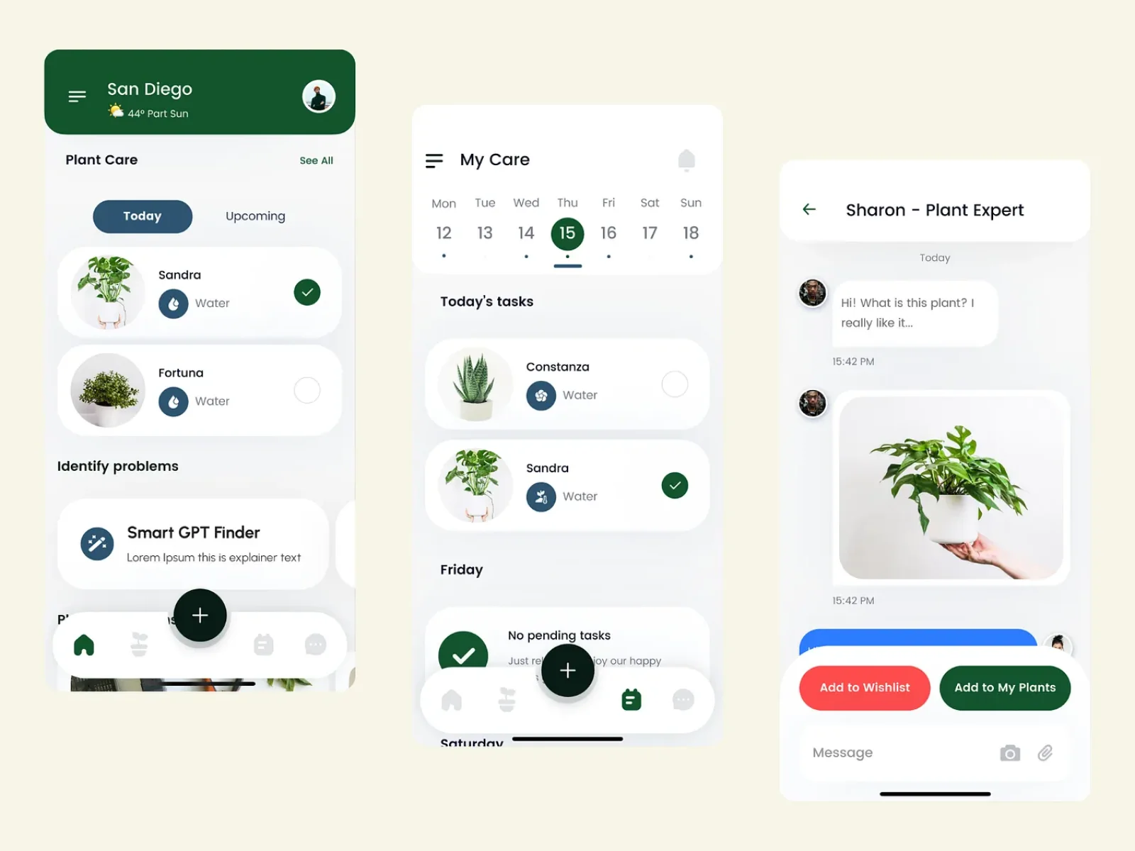 SmartPlant: Mobile app screens